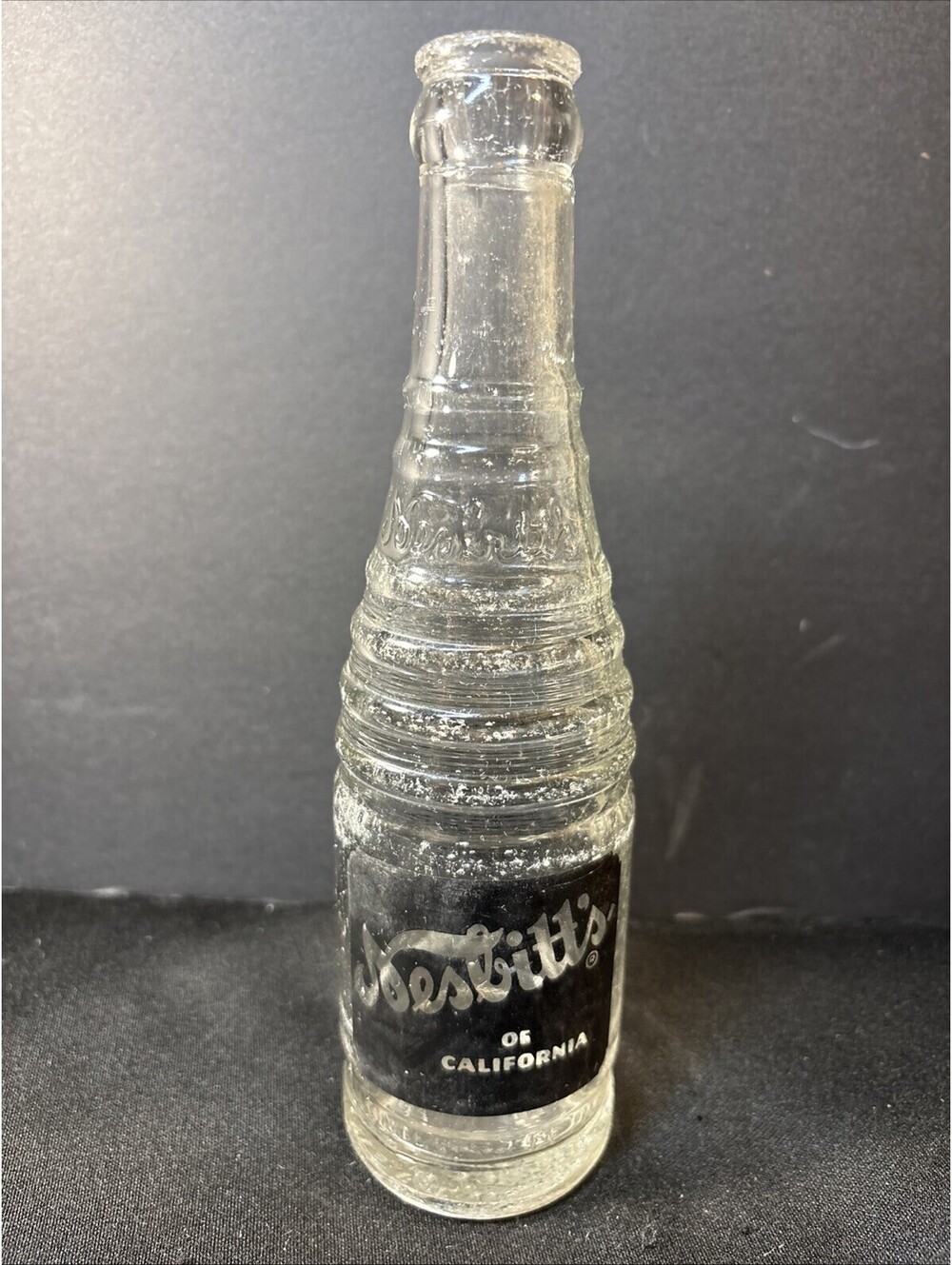 VTG Nesbitt's Of California 1938 Soda Bottle Black Label 7oz. Oregon USA